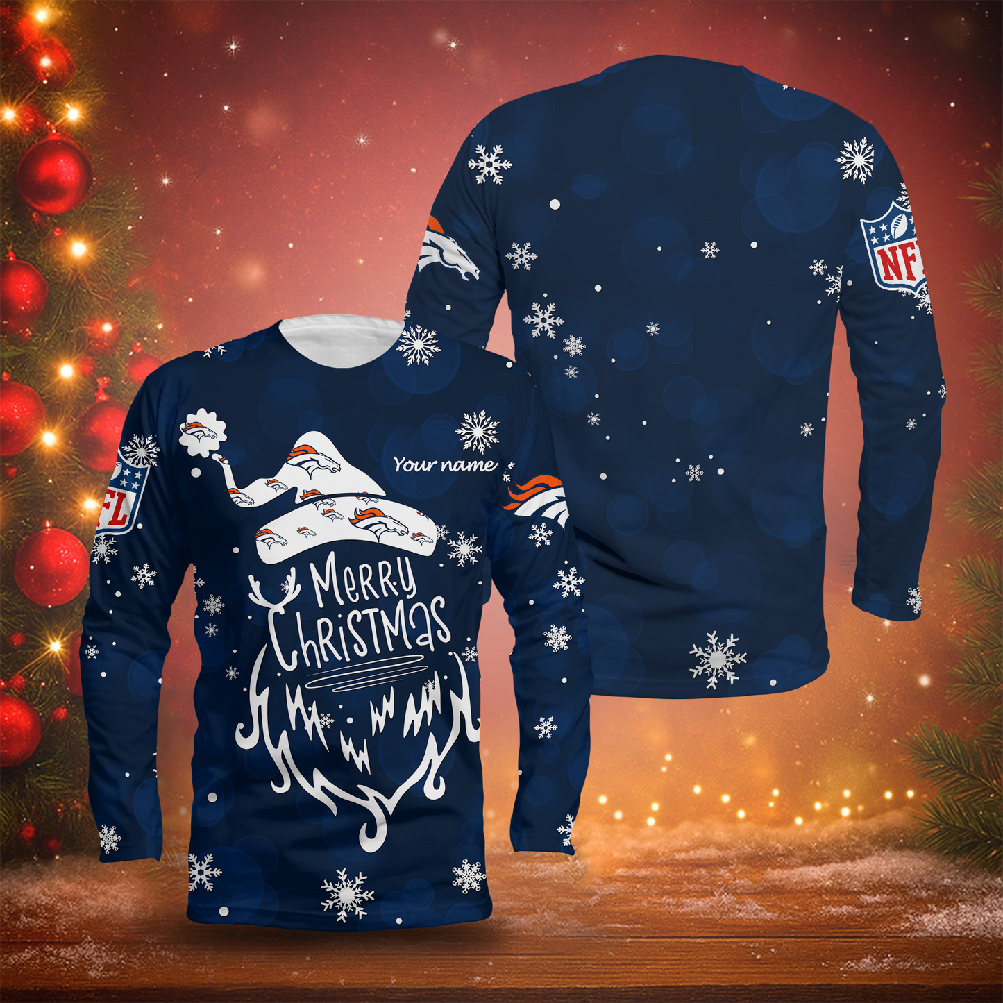 LIMITED EDITION - NEW CUSTOMIZED NFL13 DVB DENVER BRONCOS LONG SLEEVED T-SHIRT