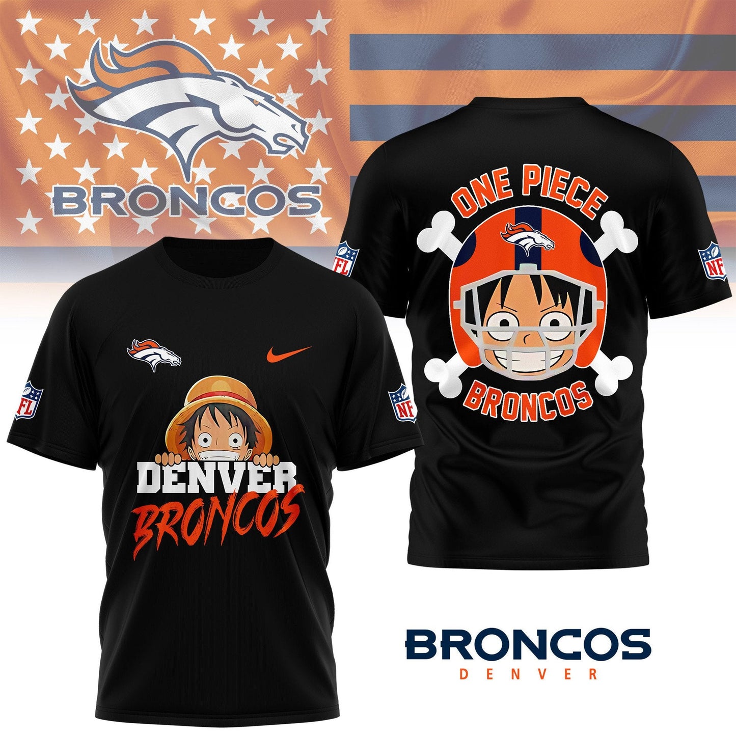 LIMITED EDITION - NEW CUSTOMIZED NFL13 DVB DENVER BRONCOS ONE PIECE FAN 3D SHIRT