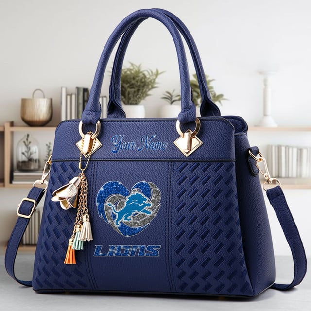 LIMITED EDITION - NEW CUSTOMIZED NFL04 DTL DETROIT LIONS ZIP HANDBAG MULTICOLOR