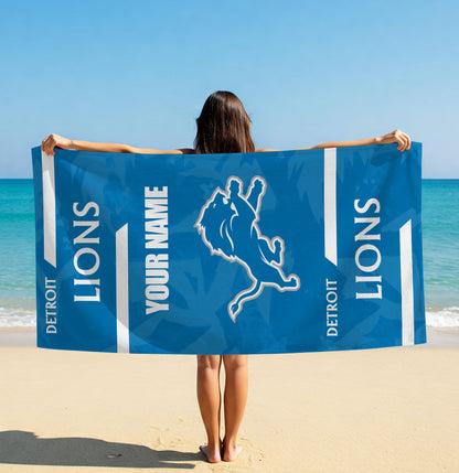 LIMITED EDITION - NEW CUSTOMIZED NFL04 DTL DETROIT LIONS BEACH & BATH TOWEL