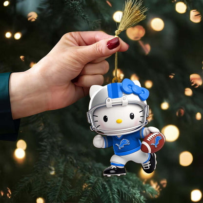 LIMITED EDITION - NEW CUSTOMIZED NFL04 DTL DETROIT LIONS HELLO KITTY ACRYLIC ORNAMENT