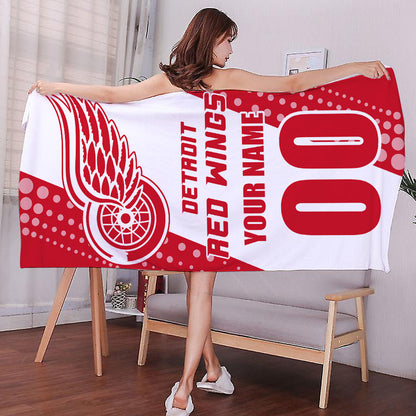 LIMITED EDITION - NEW CUSTOMIZED NHL22 DRW DETROIT RED WINGS BEACH & BATH TOWEL