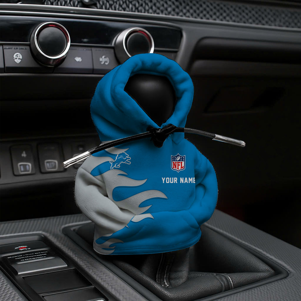 LIMITED EDITION - NEW CUSTOMIZED NFL04 DTL DETROIT LIONS CAR HOODIE SHIFT KNOB COVER