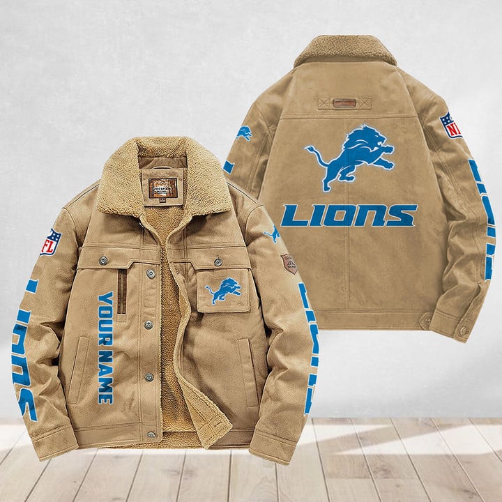 LIMITED EDITION - NEW CUSTOMIZED NFL04 DTL DETROIT LIONS FLEECE JACKET