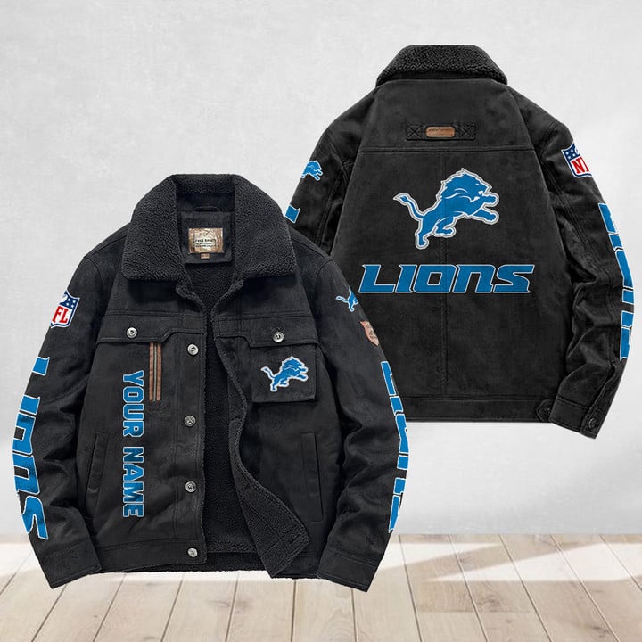 LIMITED EDITION - NEW CUSTOMIZED NFL04 DTL DETROIT LIONS FLEECE JACKET
