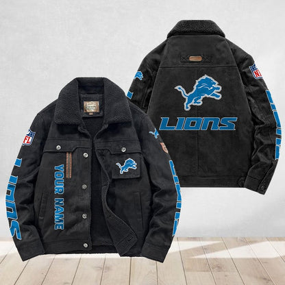 LIMITED EDITION - NEW CUSTOMIZED NFL04 DTL DETROIT LIONS FLEECE JACKET