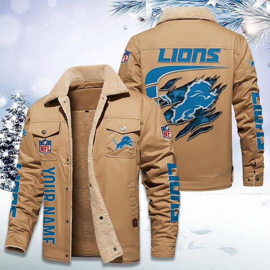 LIMITED EDITION - NEW CUSTOMIZED NFL04 DTL DETROIT LIONS FLEECE JACKET
