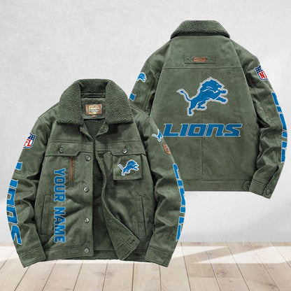 LIMITED EDITION - NEW CUSTOMIZED NFL04 DTL DETROIT LIONS FLEECE JACKET