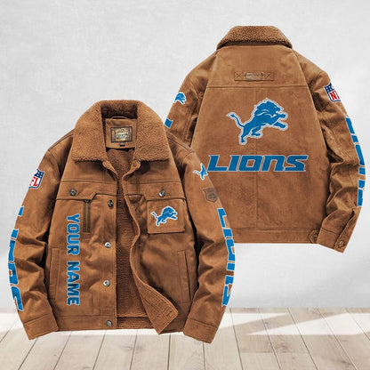 LIMITED EDITION - NEW CUSTOMIZED NFL04 DTL DETROIT LIONS FLEECE JACKET