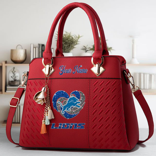 LIMITED EDITION - NEW CUSTOMIZED NFL04 DTL DETROIT LIONS ZIP HANDBAG MULTICOLOR