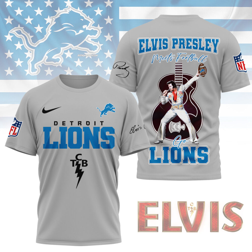 LIMITED EDITION - NEW CUSTOMIZED NFL04 DTL DETROIT LIONS X ELVIS PRESLEY FAN 3D SHIRT
