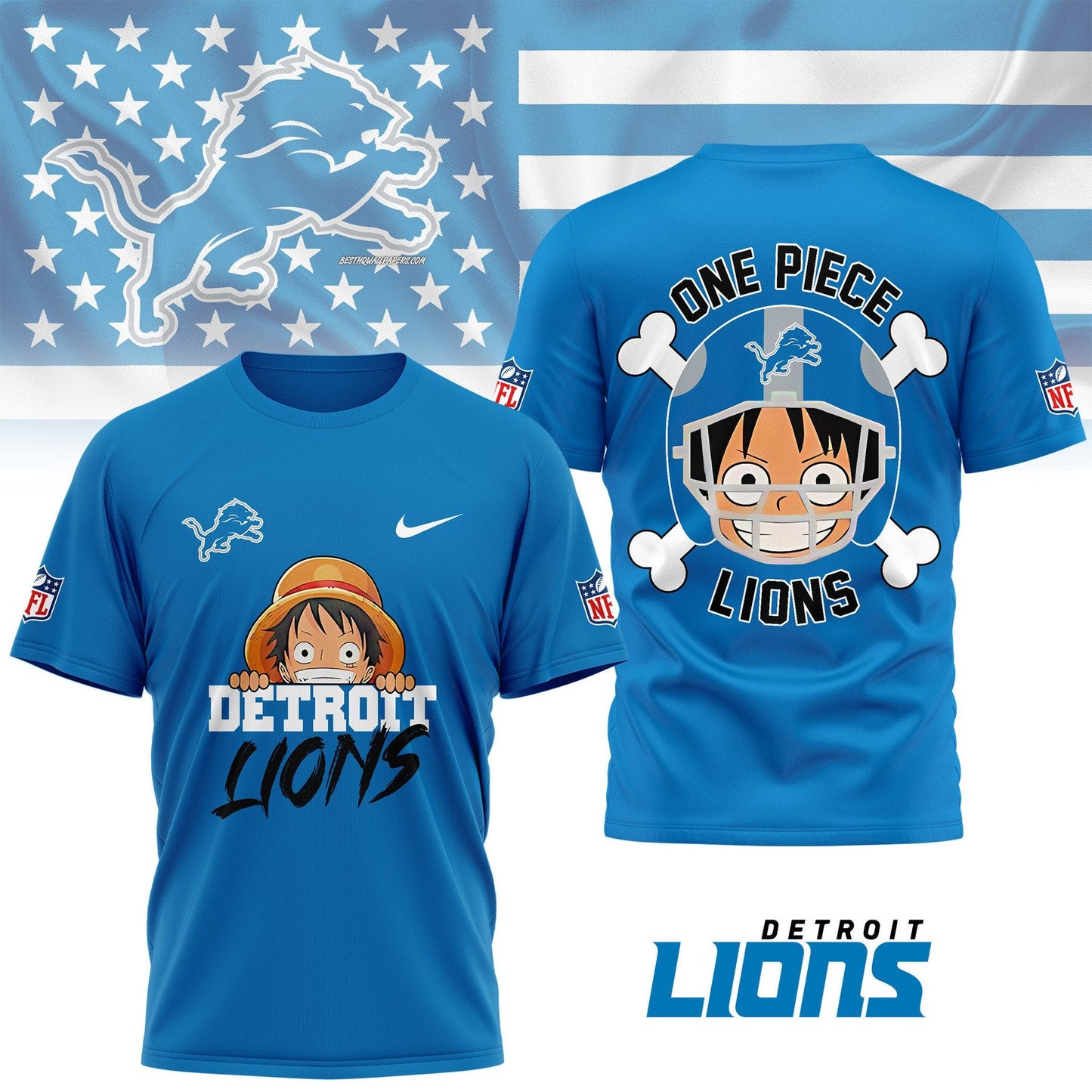 LIMITED EDITION - NEW CUSTOMIZED NFL04 DTL DETROIT LIONS ONE PIECE FAN 3D SHIRT