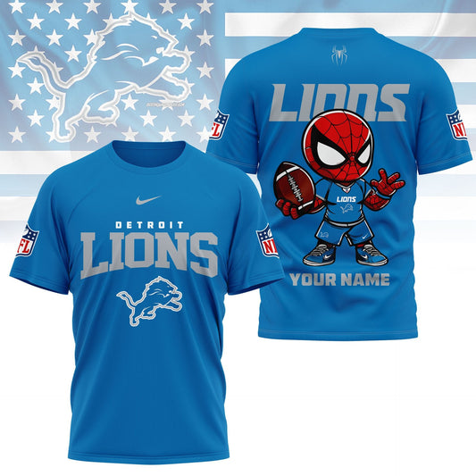 LIMITED EDITION - NEW CUSTOMIZED NFL04 DTL DETROIT LIONS SPIDER HERO 3D SHIRT