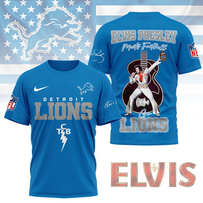 LIMITED EDITION - NEW CUSTOMIZED NFL04 DTL DETROIT LIONS X ELVIS PRESLEY FAN 3D SHIRT