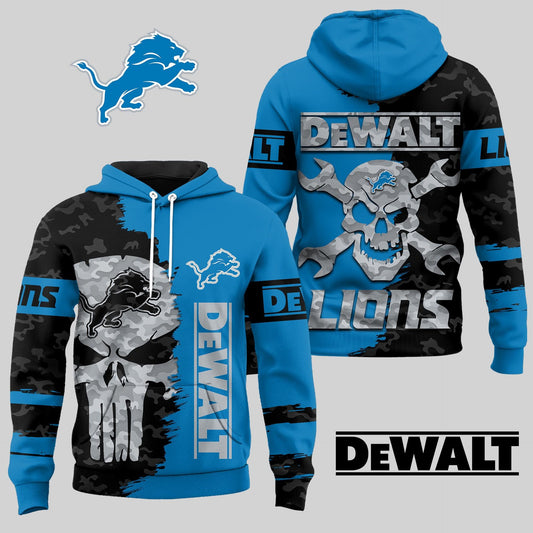 LIMITED EDITION - NEW CUSTOMIZED NFL04 DTL DETROIT LIONS DEWALT UNISEX T-SHIRT, POLO, HOODIE & JACKETS