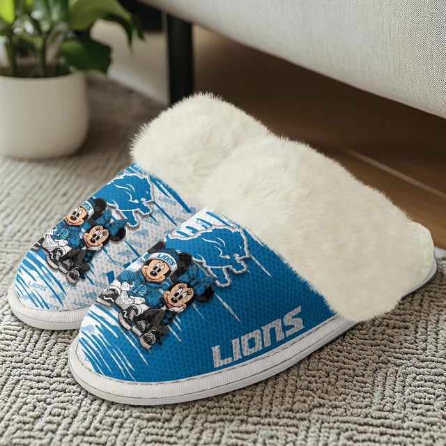 LIMITED EDITION - NEW CUSTOMIZED NFL04 DTL DETROIT LIONS COTTON SLIPPERS