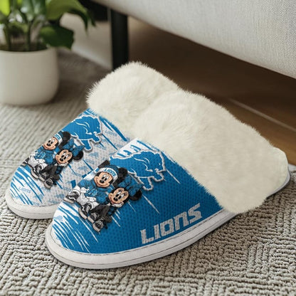 LIMITED EDITION - NEW CUSTOMIZED NFL04 DTL DETROIT LIONS COTTON SLIPPERS