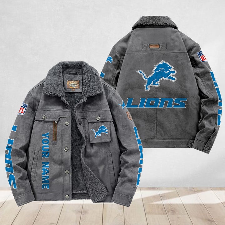 LIMITED EDITION - NEW CUSTOMIZED NFL04 DTL DETROIT LIONS FLEECE JACKET