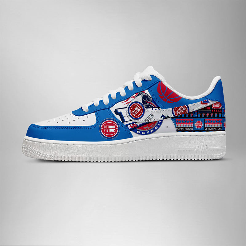 LIMITED EDITION - NEW CUSTOMIZED NBA14 DT PISTONS AF1 SHOES