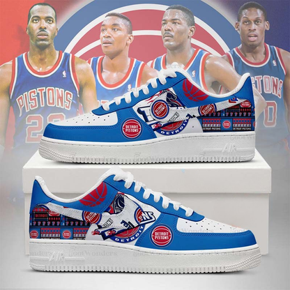 LIMITED EDITION - NEW CUSTOMIZED NBA14 DT PISTONS AF1 SHOES