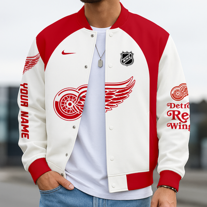 LIMITED EDITION - NEW CUSTOMIZED NHL22 DRW DETROIT RED WINGS BASEBALL JACKET
