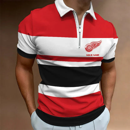 LIMITED EDITION - NEW CUSTOMIZED NHL22 DR WINGS ZIP POLO SHIRT