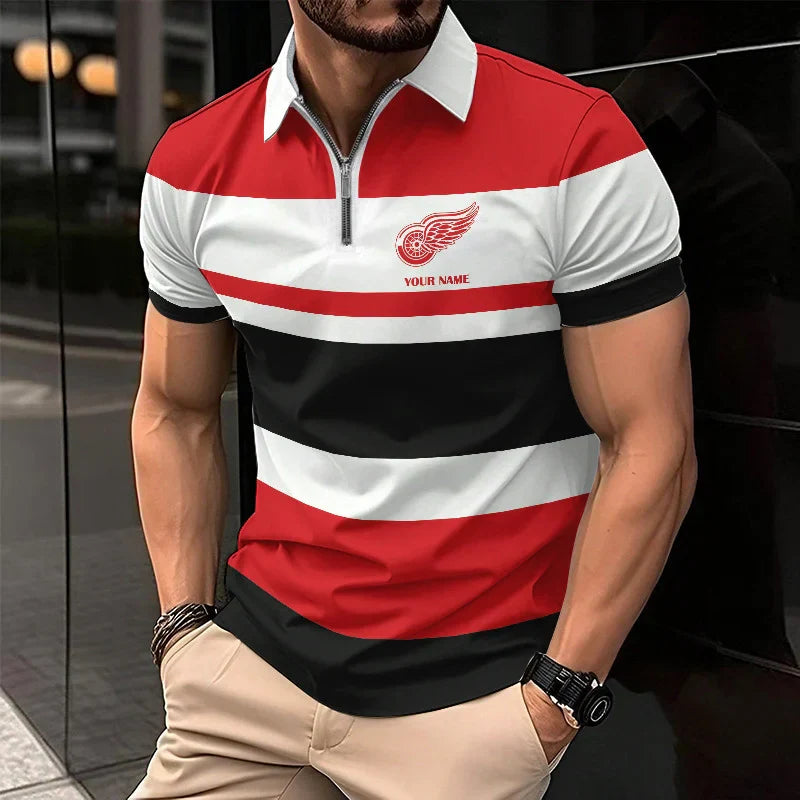 LIMITED EDITION - NEW CUSTOMIZED NHL22 DR WINGS ZIP POLO SHIRT