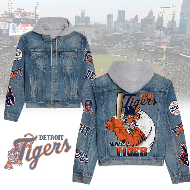 LIMITED EDITION - NEW CUSTOMIZED MLB16 DTS DETROIT TIGERS HOODED DENIM JACKET