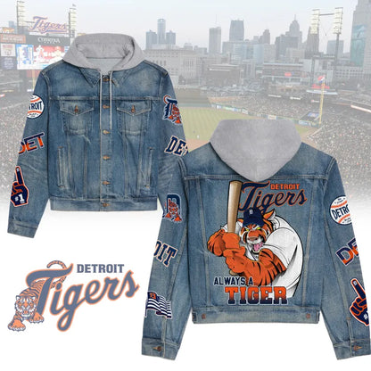 LIMITED EDITION - NEW CUSTOMIZED MLB16 DTS DETROIT TIGERS HOODED DENIM JACKET