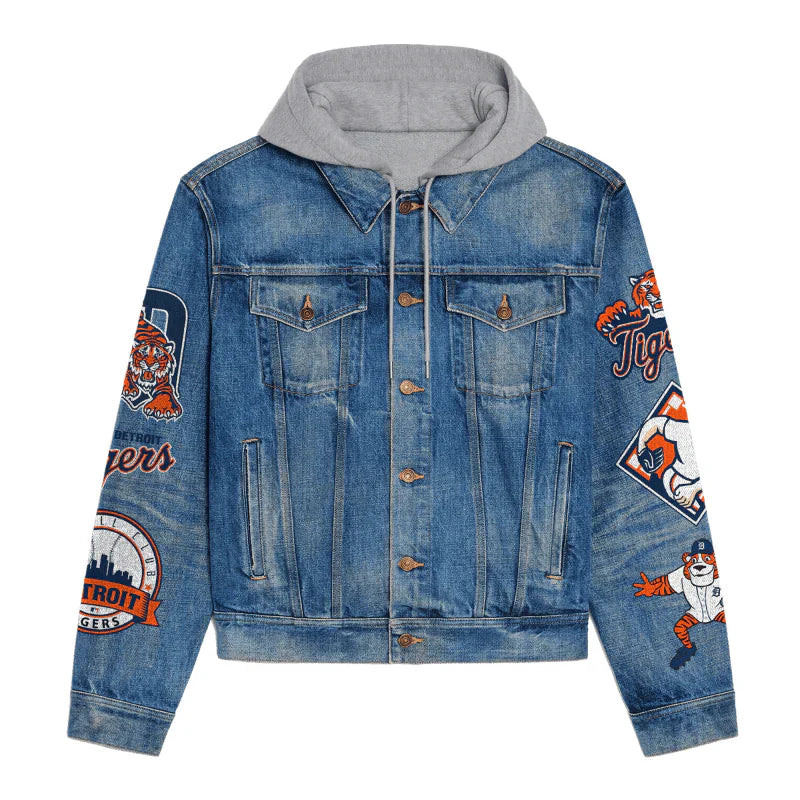 LIMITED EDITION - NEW CUSTOMIZED MLB16 DTS DETROIT TIGERS HOODED DENIM JACKET