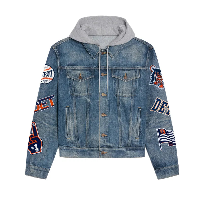 LIMITED EDITION - NEW CUSTOMIZED MLB16 DTS DETROIT TIGERS HOODED DENIM JACKET