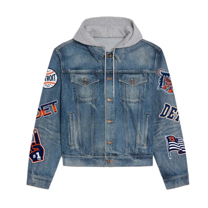 LIMITED EDITION - NEW CUSTOMIZED MLB16 DTS DETROIT TIGERS HOODED DENIM JACKET