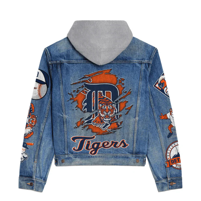 LIMITED EDITION - NEW CUSTOMIZED MLB16 DTS DETROIT TIGERS HOODED DENIM JACKET