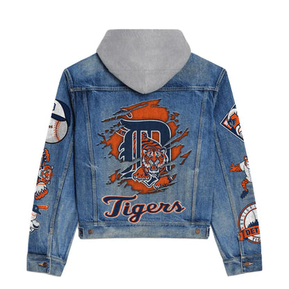 LIMITED EDITION - NEW CUSTOMIZED MLB16 DTS DETROIT TIGERS HOODED DENIM JACKET