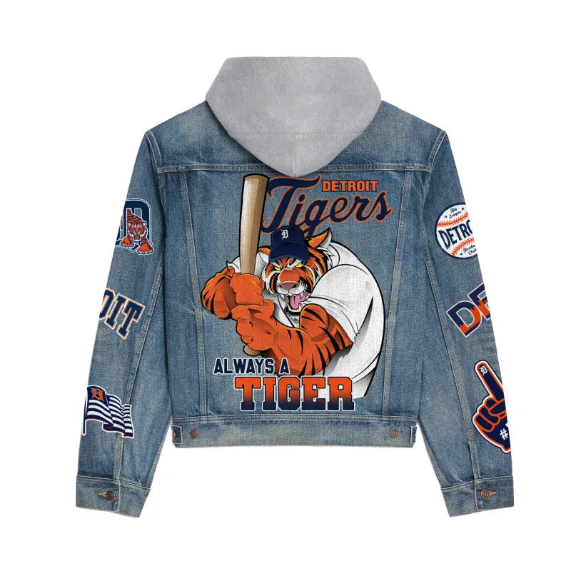 LIMITED EDITION - NEW CUSTOMIZED MLB16 DTS DETROIT TIGERS HOODED DENIM JACKET