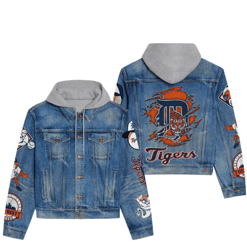 LIMITED EDITION - NEW CUSTOMIZED MLB16 DTS DETROIT TIGERS HOODED DENIM JACKET