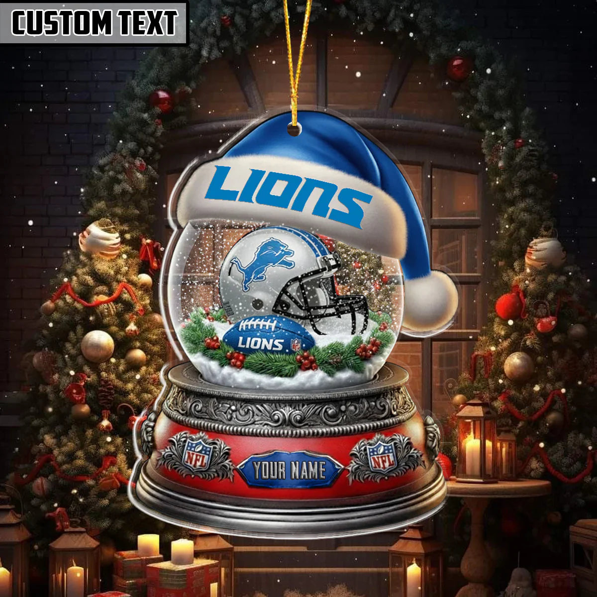 LIMITED EDITION - NEW CUSTOMIZED NFL04 DTL DETROIT LIONS ORNAMENT