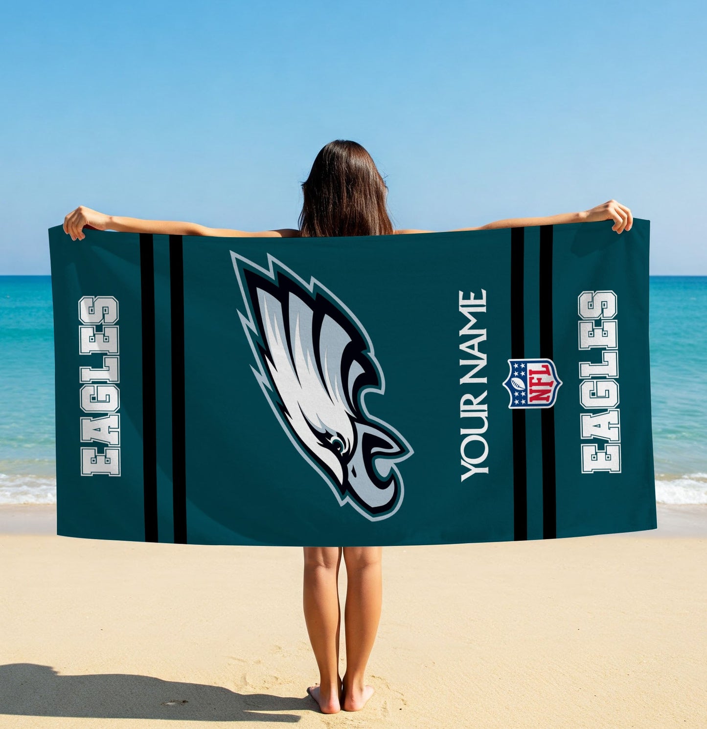 LIMITED EDITION - NEW CUSTOMIZED NFL02 PPE PHILADELPHIA EAGLES BEACH & BATH TOWEL (KIDS & ADULTS)