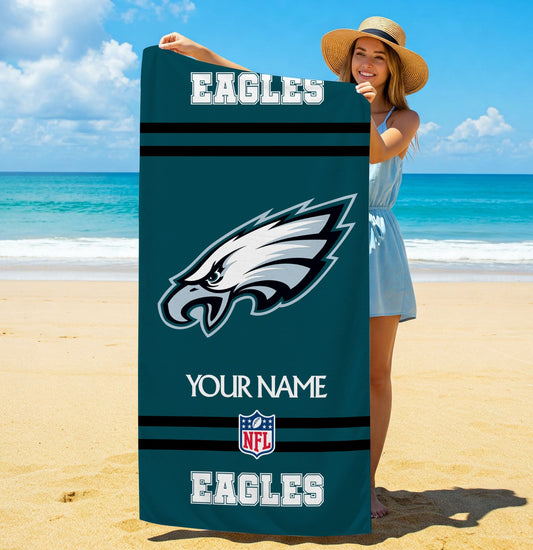 LIMITED EDITION - NEW CUSTOMIZED NFL02 PPE PHILADELPHIA EAGLES BEACH & BATH TOWEL (KIDS & ADULTS)