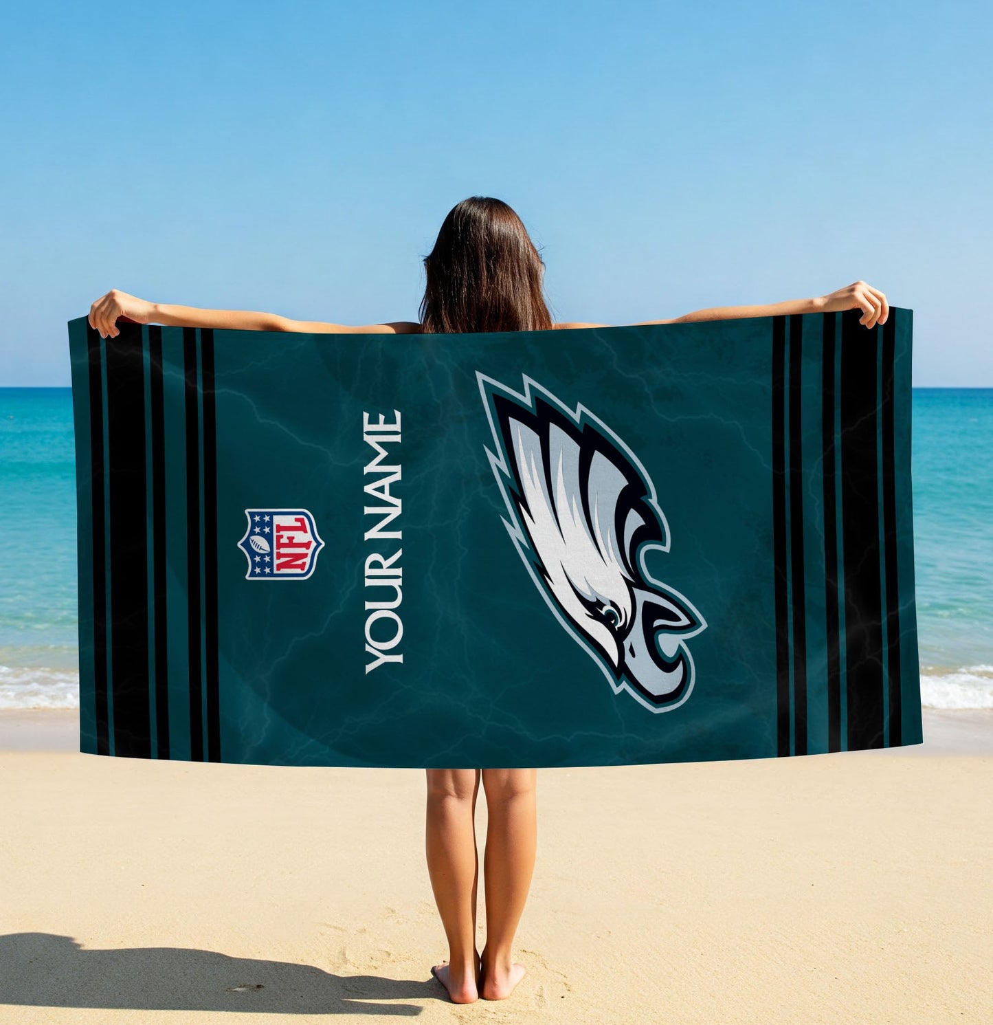 LIMITED EDITION - NEW CUSTOMIZED NFL02 PPE PHILADELPHIA EAGLES BEACH & BATH TOWEL (KIDS & ADULTS)