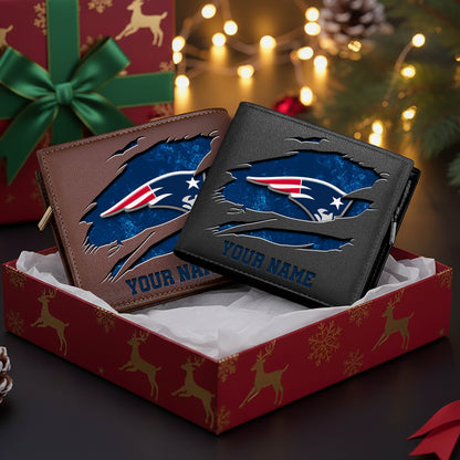 LIMITED EDITION - NEW CUSTOMIZED NFL27 NEP NEW ENGLAND PATRIOTS LEATHER WALLET