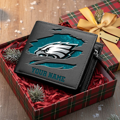 LIMITED EDITION - NEW CUSTOMIZED NFL02 PPE PHILADELPHIA EAGLES LEATHER WALLET