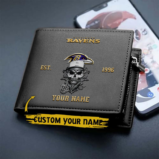 LIMITED EDITION - NEW CUSTOMIZED NFL28 BTR BALTIMORE RAVENS LEATHER WALLET