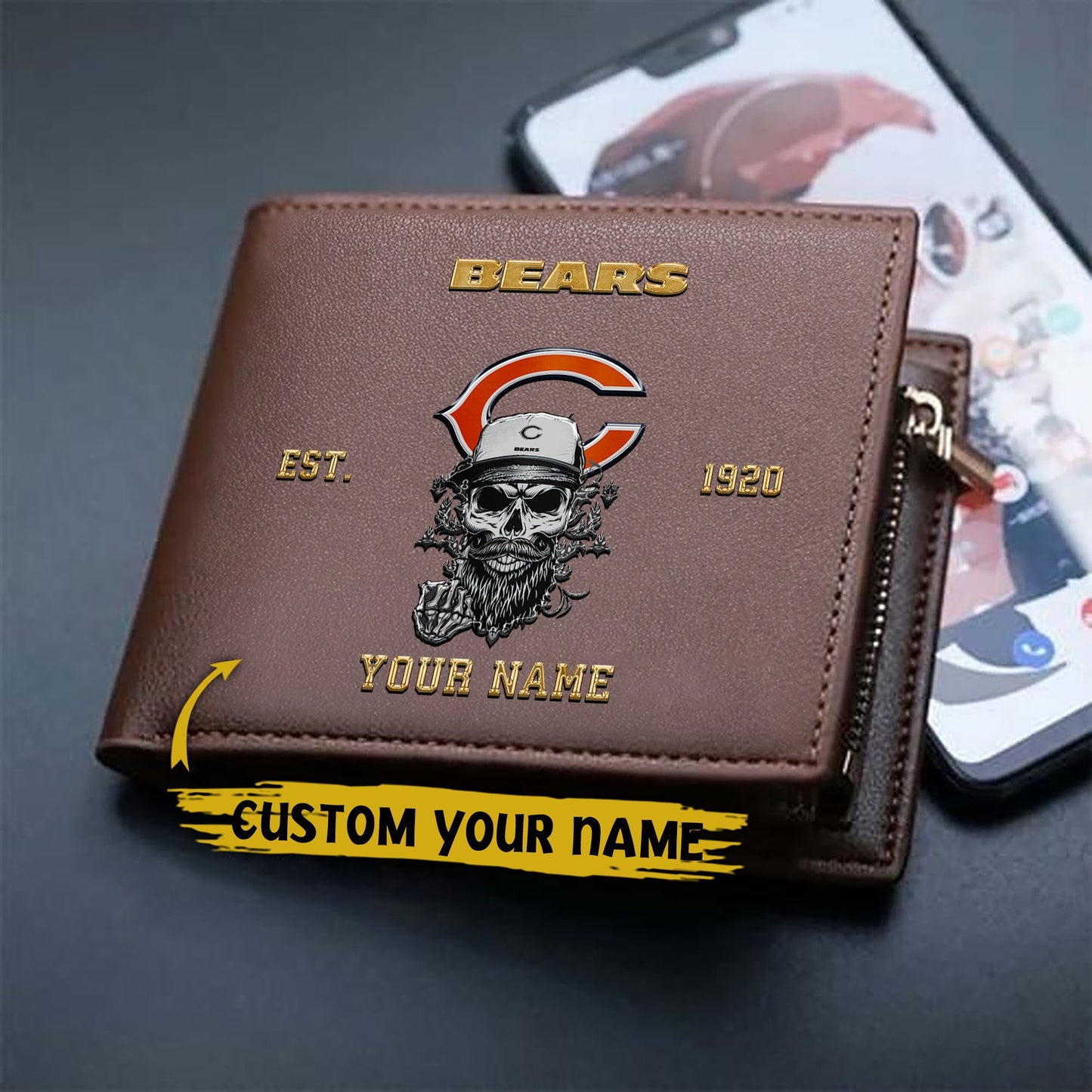 LIMITED EDITION - NEW CUSTOMIZED NFL26 CCB CHICAGO BEARS LEATHER WALLET