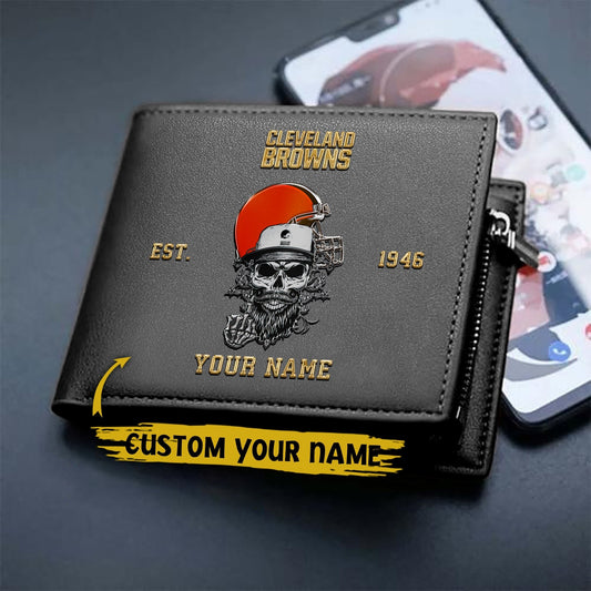 LIMITED EDITION - NEW CUSTOMIZED NFL29 CLB CLEVELAND BROWNS LEATHER WALLET