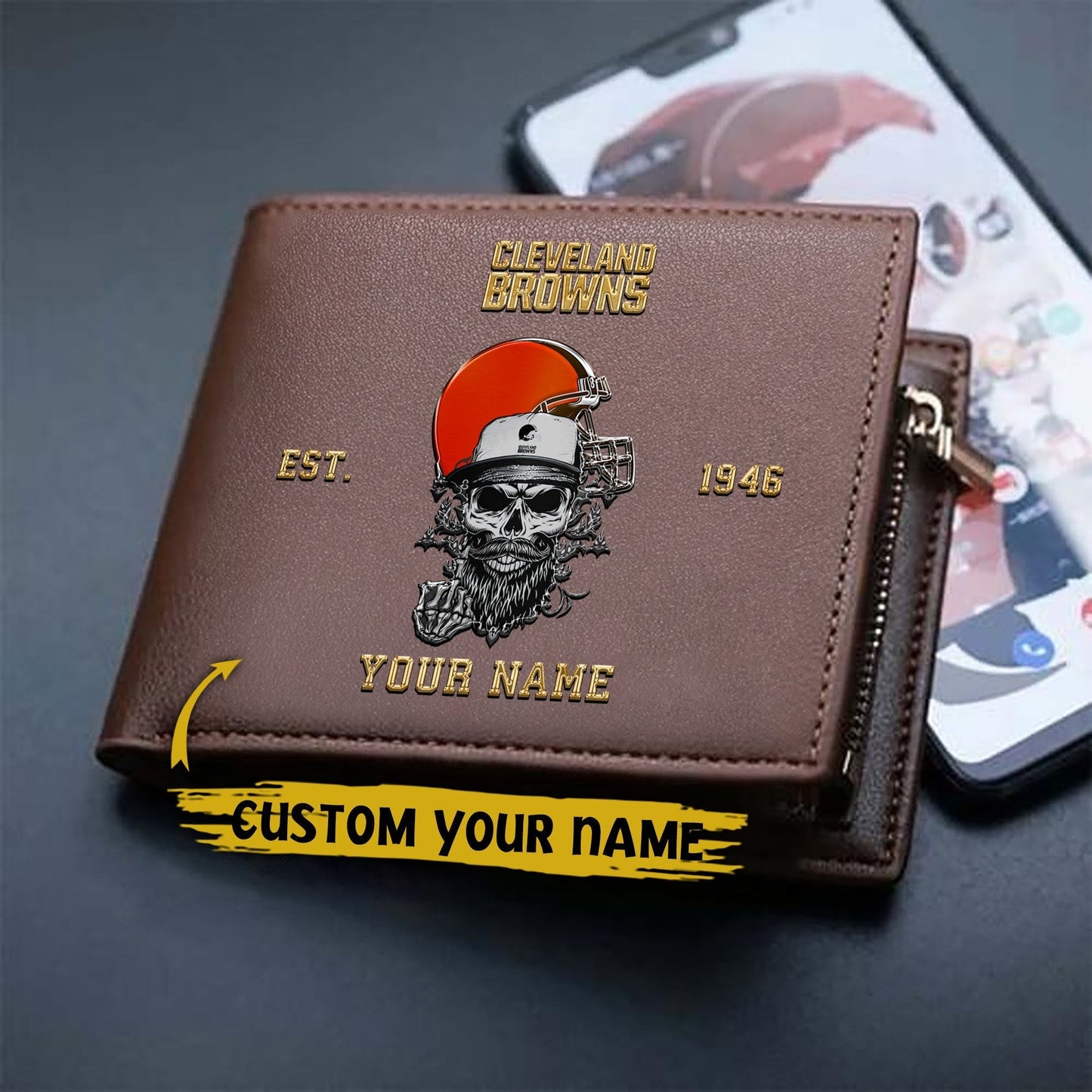 LIMITED EDITION - NEW CUSTOMIZED NFL29 CLB CLEVELAND BROWNS LEATHER WALLET