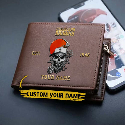 LIMITED EDITION - NEW CUSTOMIZED NFL29 CLB CLEVELAND BROWNS LEATHER WALLET