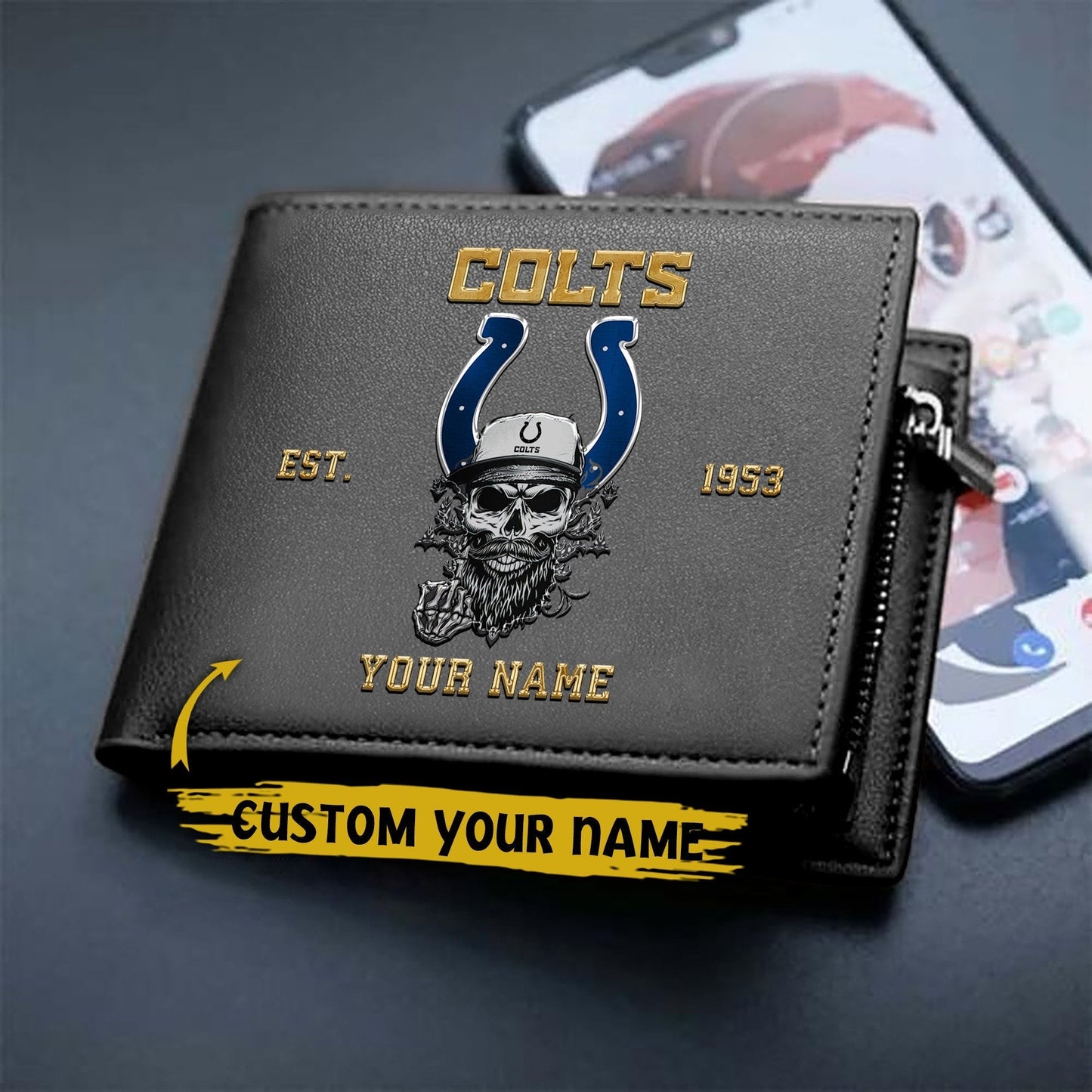 LIMITED EDITION - NEW CUSTOMIZED NFL17 IDC INDIANAPOLIS COLTS LEATHER WALLET