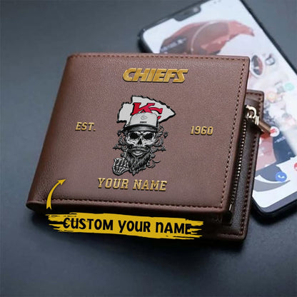 LIMITED EDITION - NEW CUSTOMIZED NFL01 KCC KANSAS CITY CHIEFS LEATHER WALLET