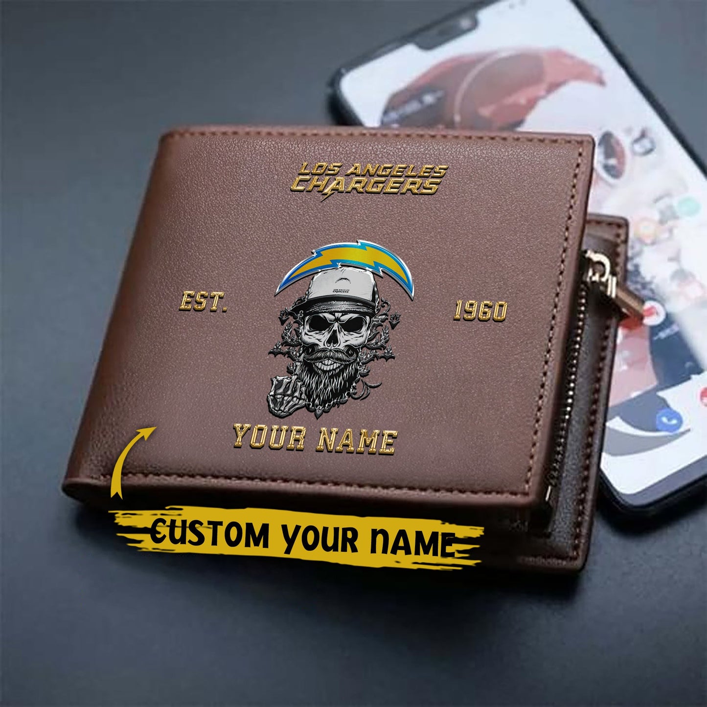 LIMITED EDITION - NEW CUSTOMIZED NFL09 LAC LOS ANGELES CHARGERS LEATHER WALLET
